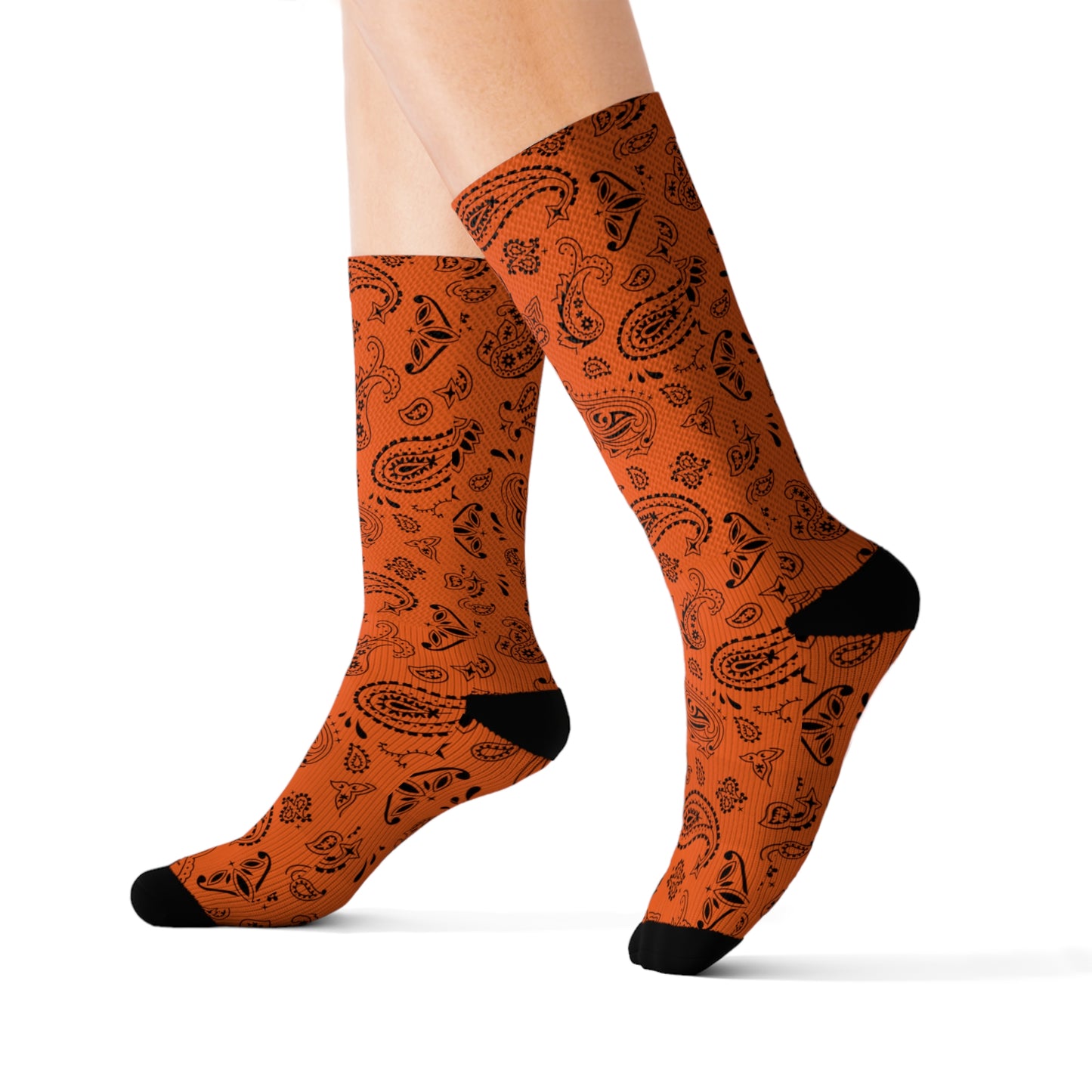 Orange with Black Bandana Socks