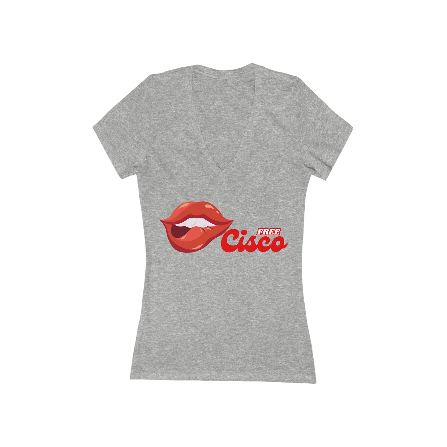 Red Lips Women's Deep V-Neck