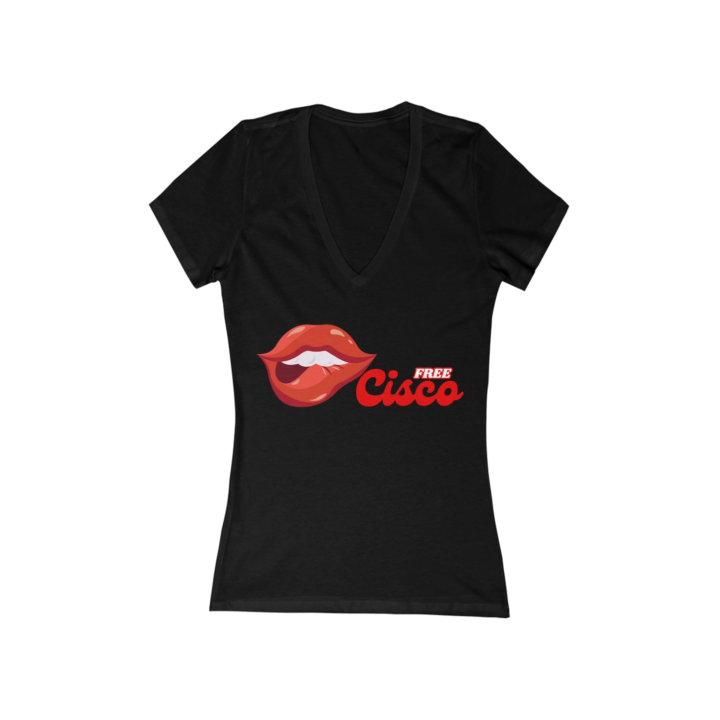 Red Lips Women's Deep V-Neck