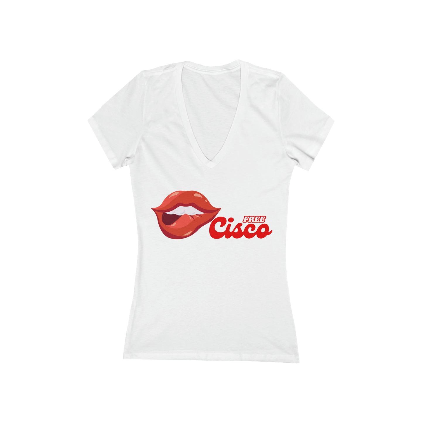 Red Lips Women's Deep V-Neck