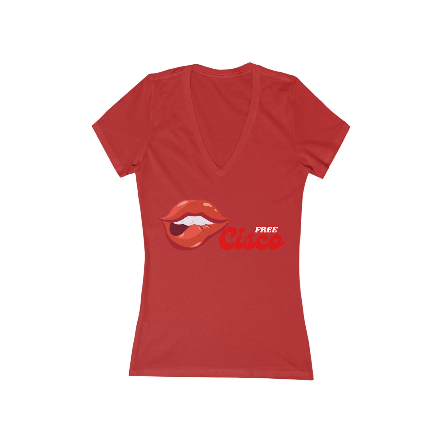 Red Lips Women's Deep V-Neck