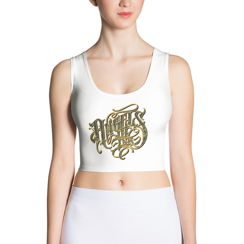 Angels in ink (Camo) Cropped Tank Top