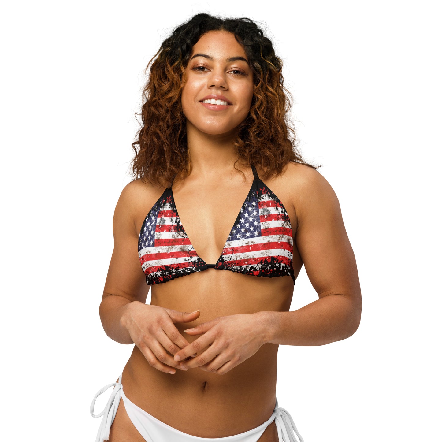 American Flag string bikini top