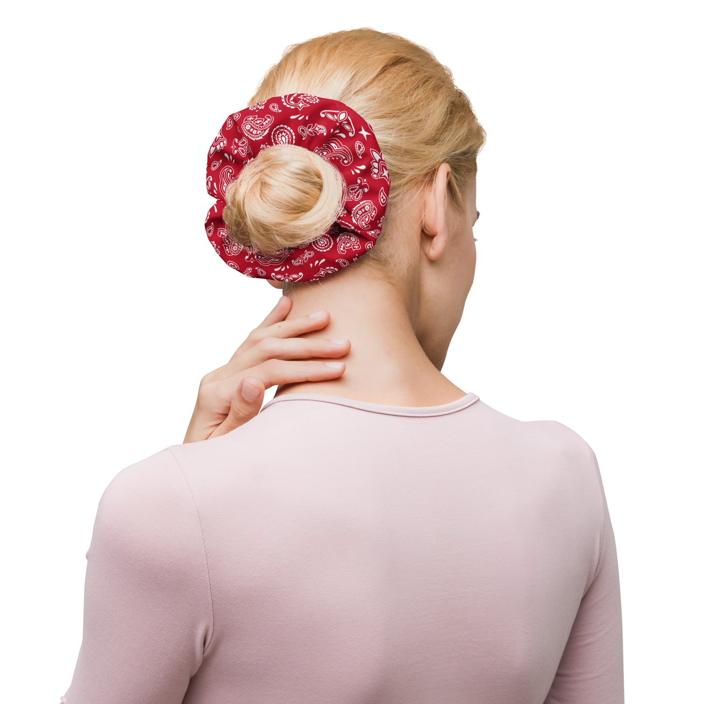 Red Bandana Recycled Scrunchie