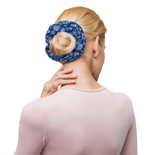 Blue Bandana Recycled Scrunchie