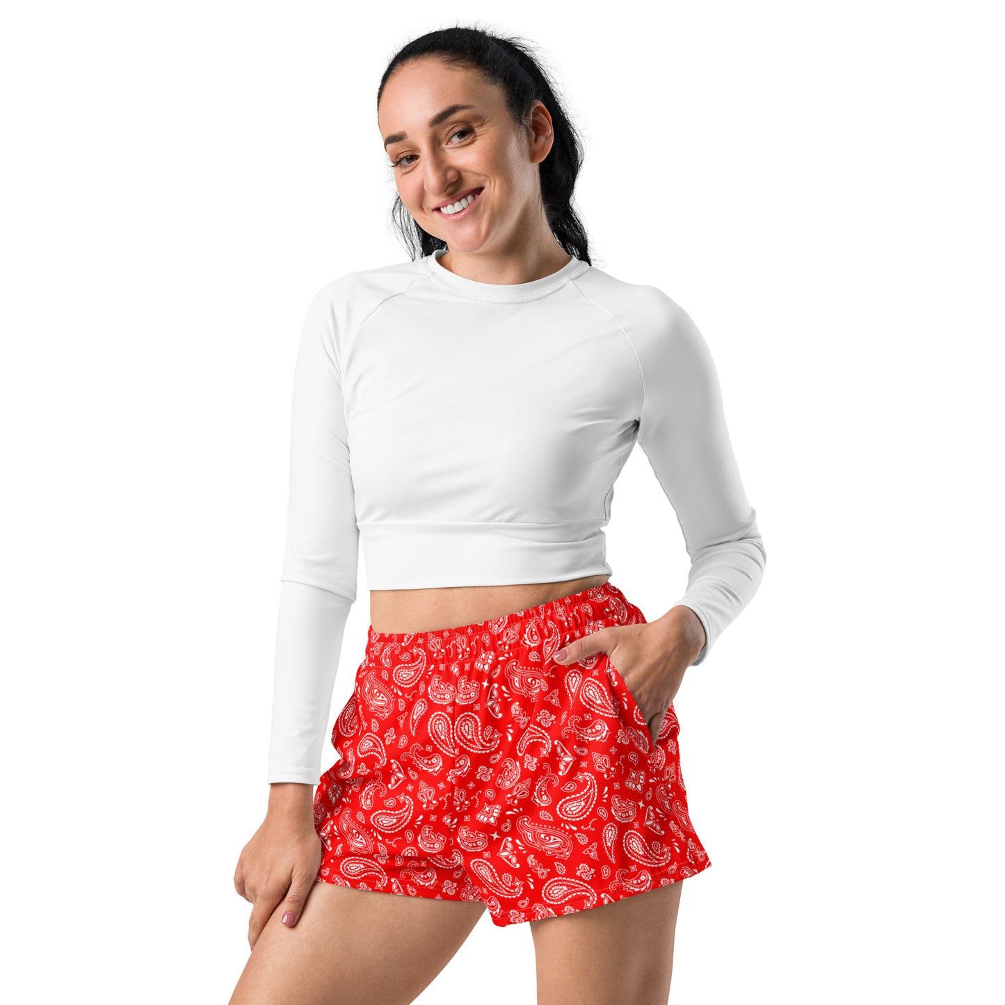 Red Bandana Women’s Recycled Athletic Shorts