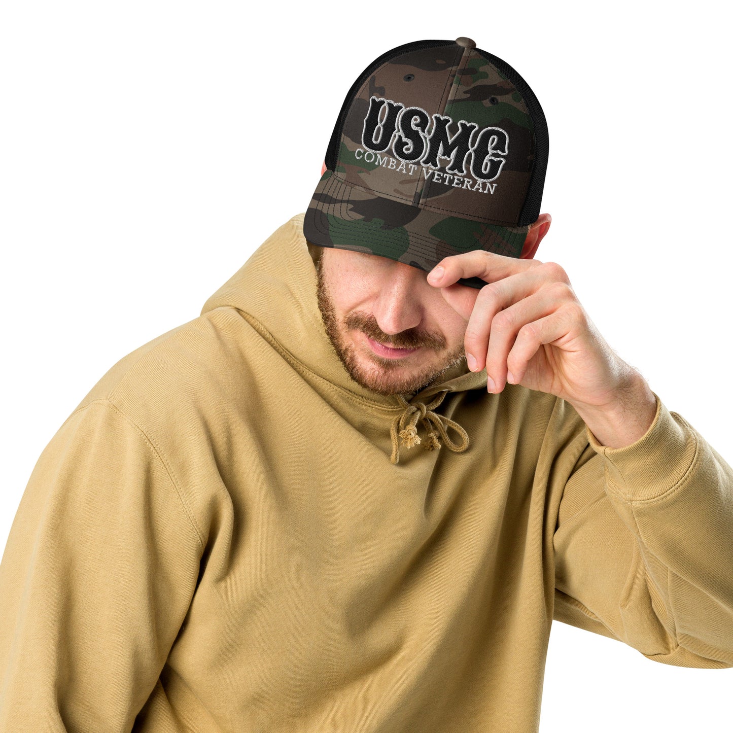 USMC Combat Veteran Camouflage trucker hat