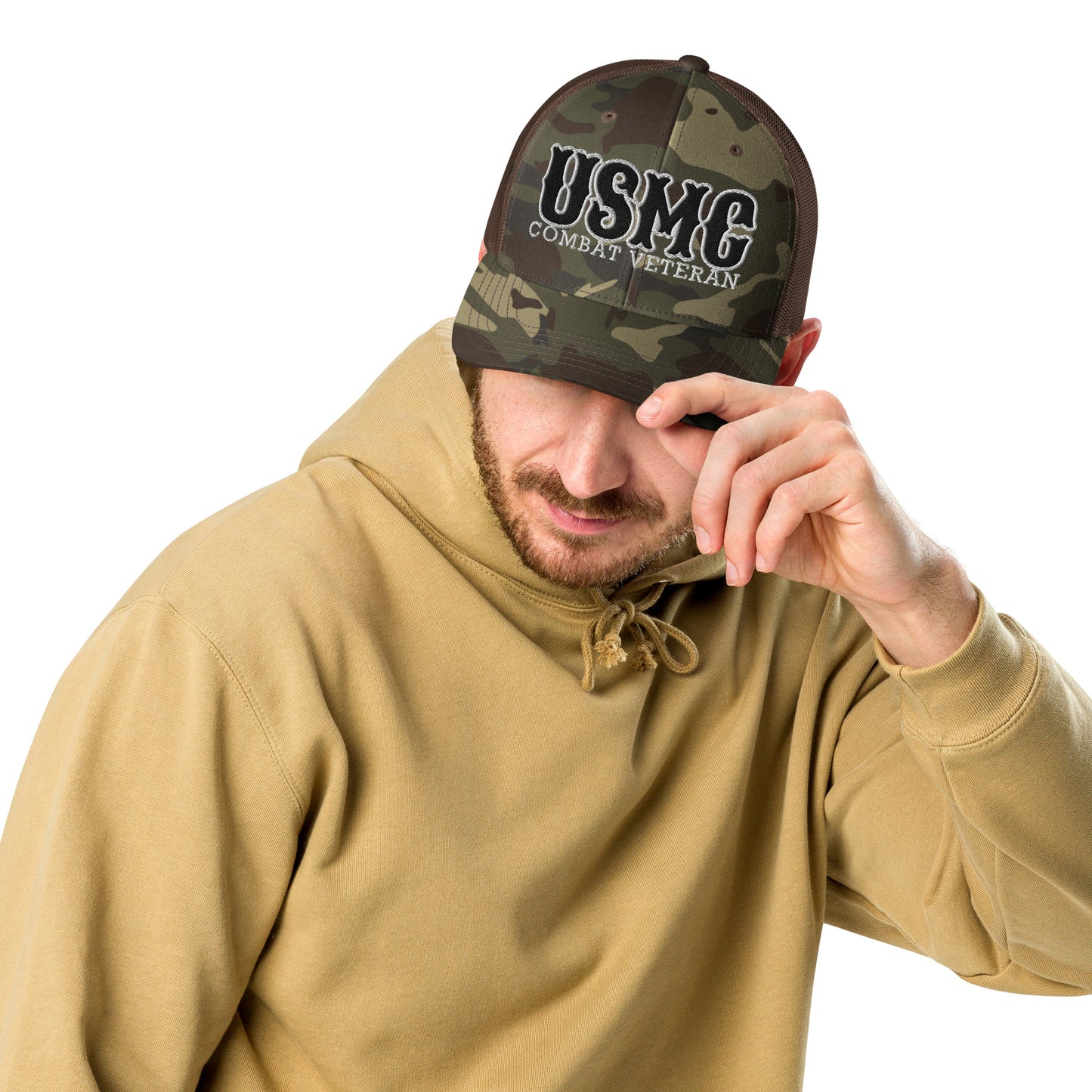 USMC Combat Veteran Camouflage trucker hat