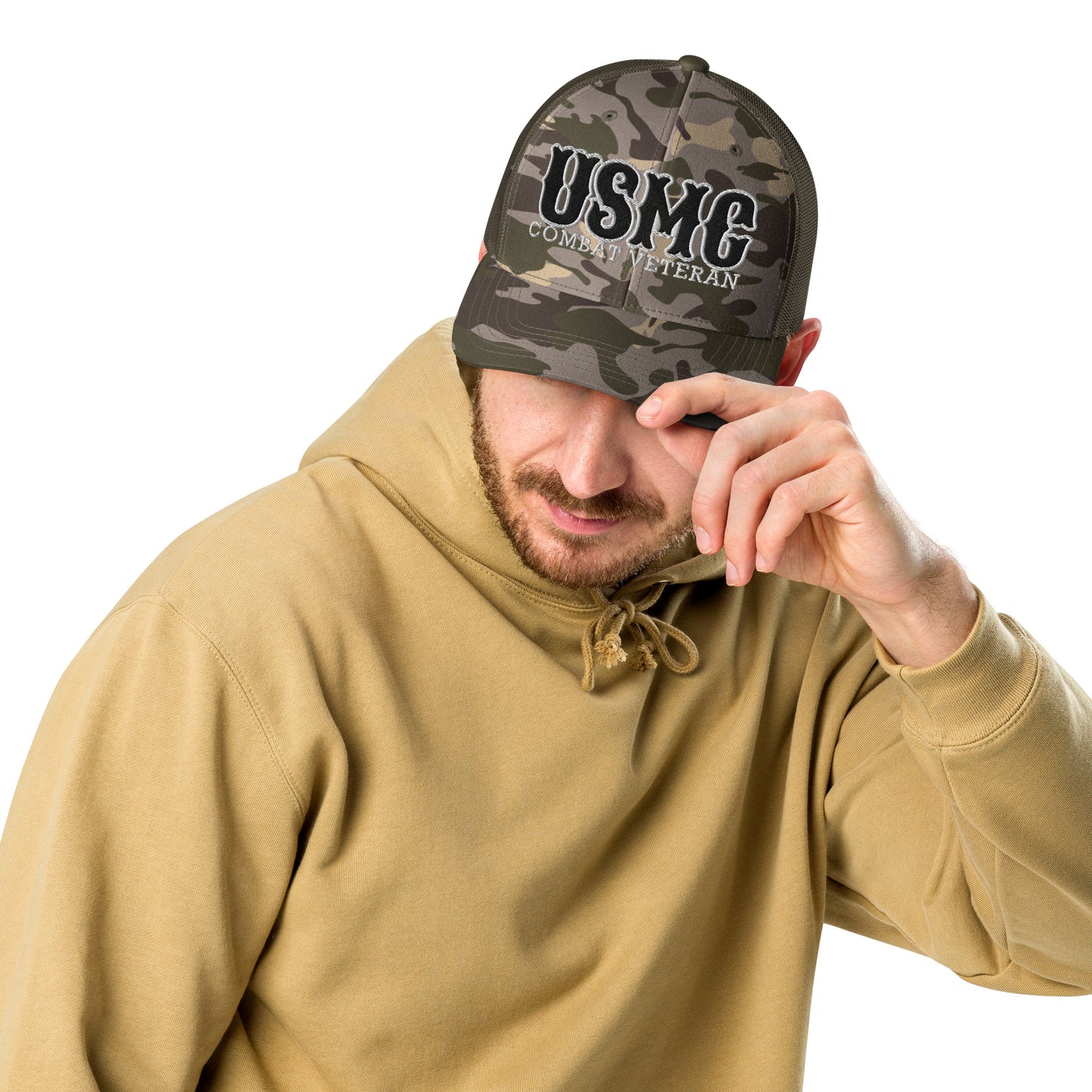 USMC Combat Veteran Camouflage trucker hat