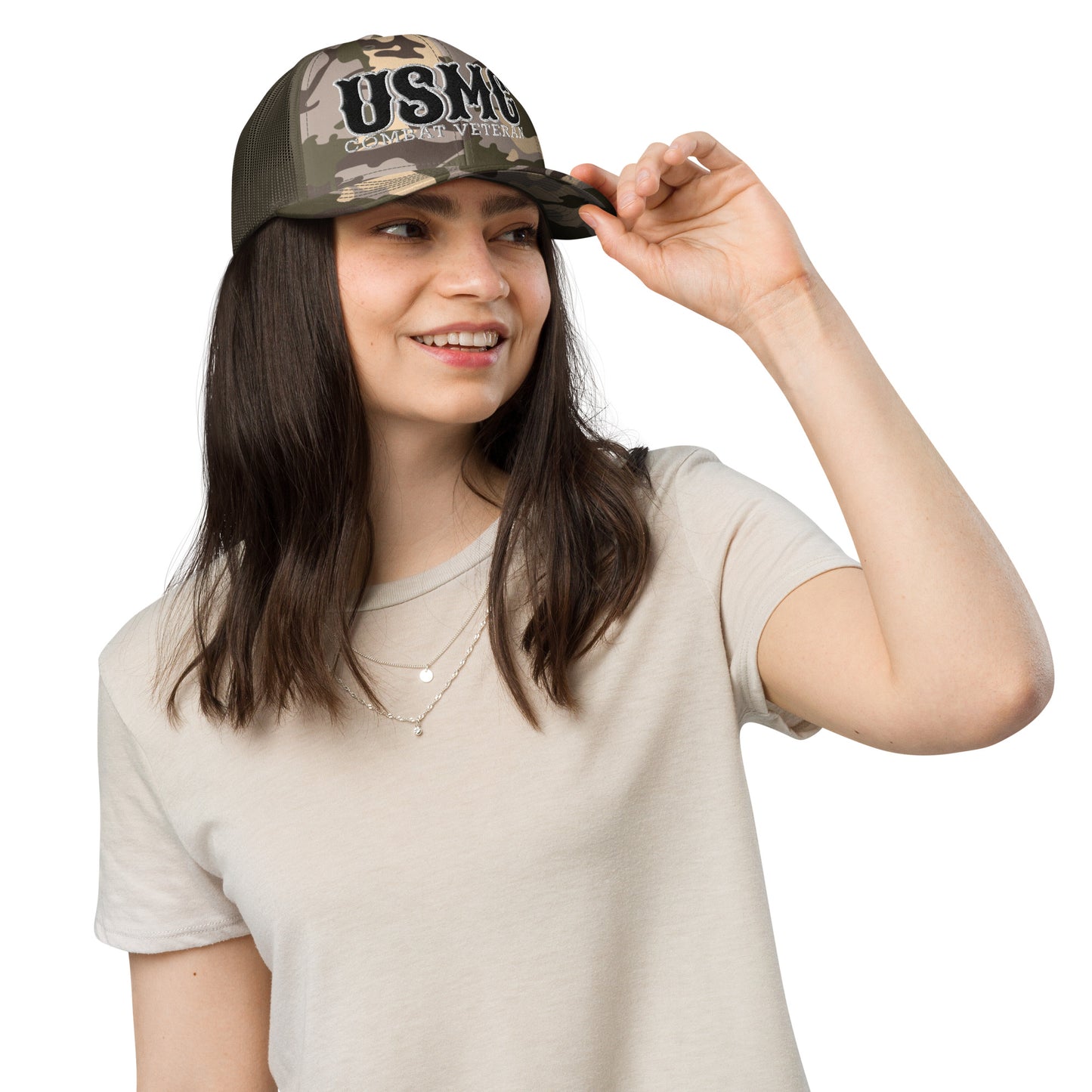 USMC Combat Veteran Camouflage trucker hat