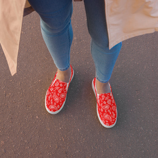 Red Bandana Women’s slip-on canvas shoes