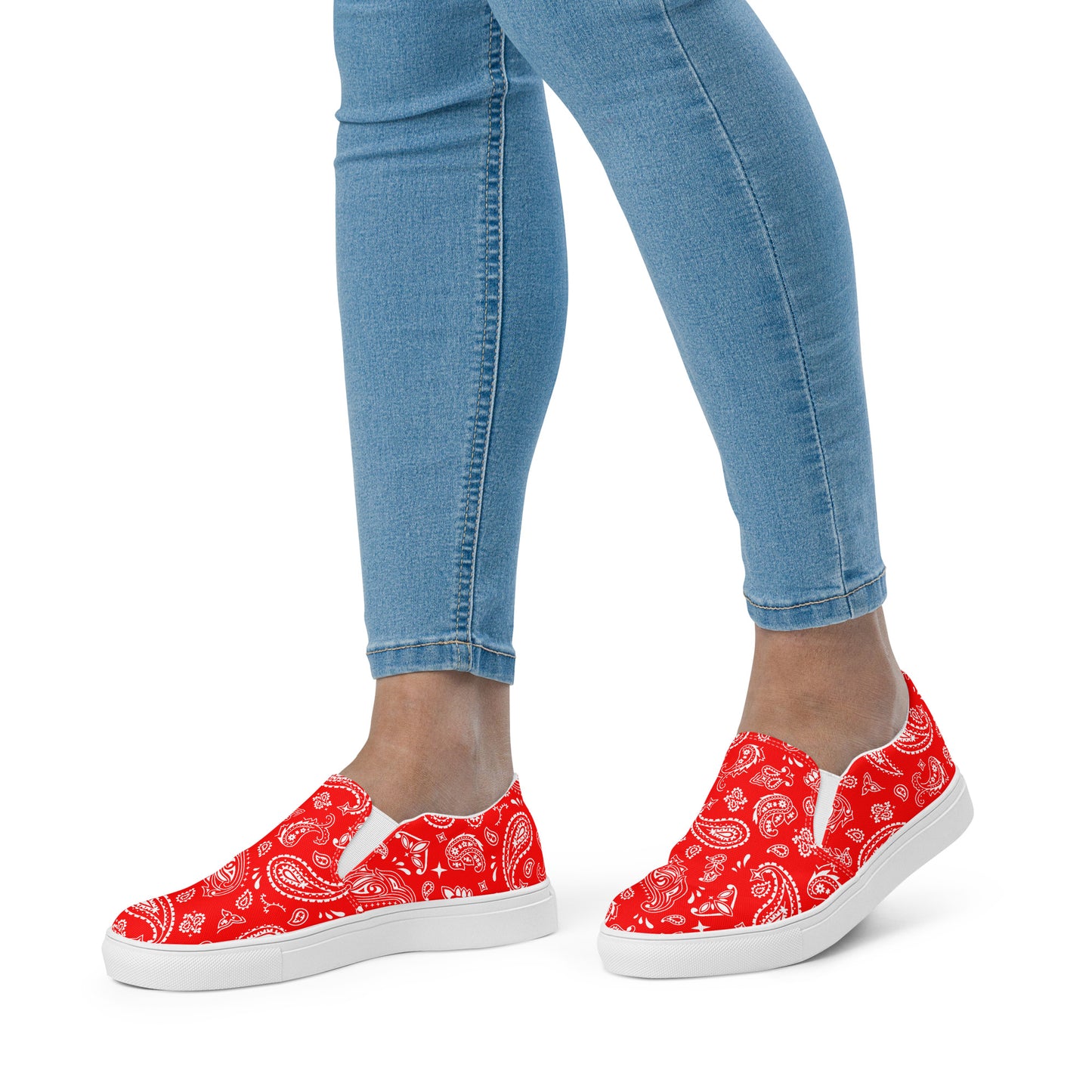 Red Bandana Women’s slip-on canvas shoes