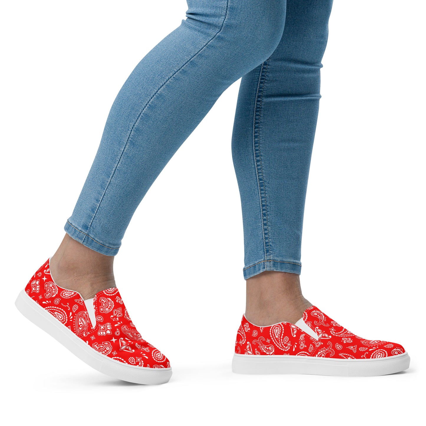 Red Bandana Women’s slip-on canvas shoes